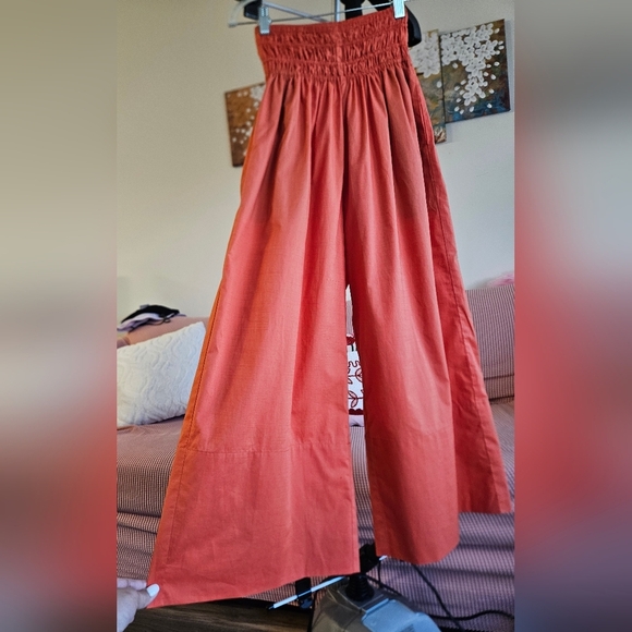 Vince Smocked Culotte High Waist Pull On Wide Leg Pants - Picture 5 of 9